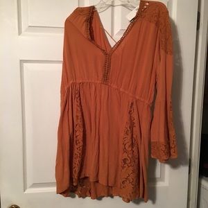 Beautiful lace inset detailed blouse in rich color